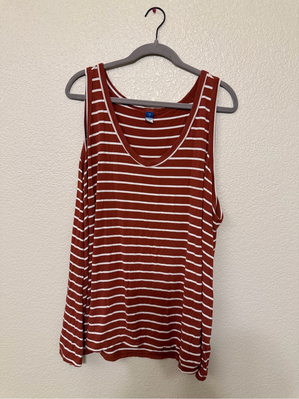 Old Navy Rust Red and White Striped Tank Top